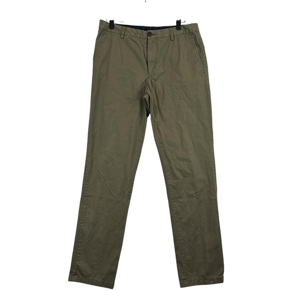 Burberry London Pants Mens‎ 46 Olive Green Chino Trousers Flat Front Casual